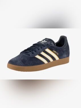 adidas Gazelle Terrace Sneaker Navy with Cream Stripes and Gum Sole